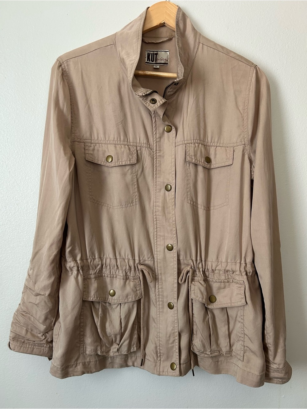 Kut From The Kloth M Beige Utility Field Jacket Lyocell